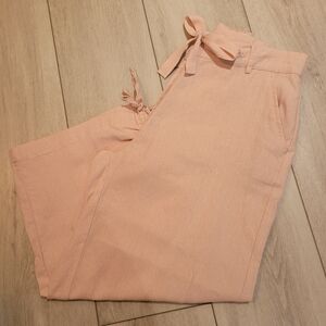 Charlie Paige Womens Linen Blend Wide Leg Culotte Pants Small Pale Pink Feminine